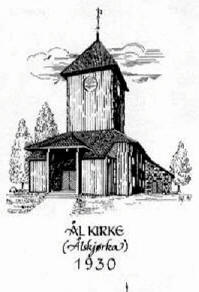 Sketch of �l Church by Kari Ruud Flem