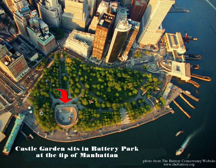 Modern picture showing Castle Garden in Battery Park